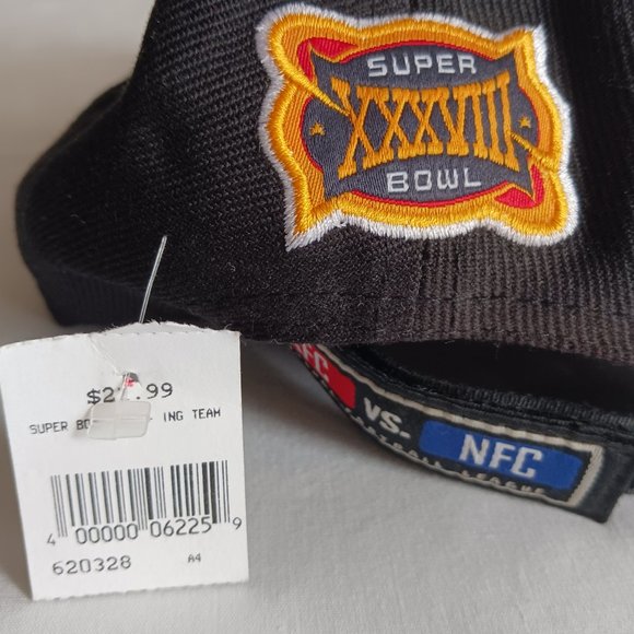 Super Bowl XXXVIII 38 2004 Hat NWT Adjustable Vintage One Size Patriots Panthers - Picture 4 of 7
